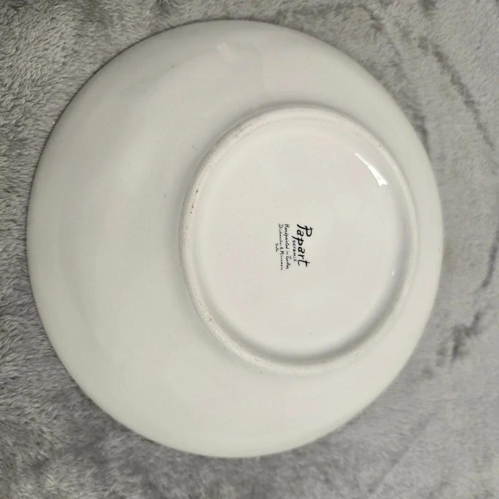 Papart Seramik Handpainted Turkey Robin Bird Winter Berry Ceramic Bowl 9.5